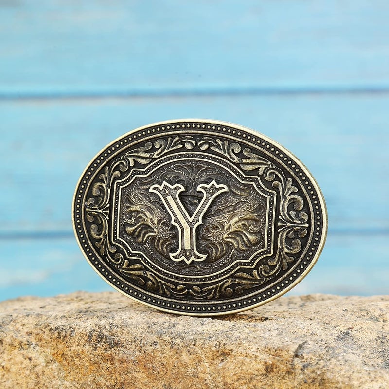 Fibbadet Store Belt Buckles Men Initial Letters A-Z Western Rodeo Cowboy Cowgirl Belt Buckle for Men Boys Halloween Birthday Party - Image 3